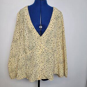 Levi's Womens Yellow with Black Flowers AOP Long Sleeve Button-up Blouse 4X